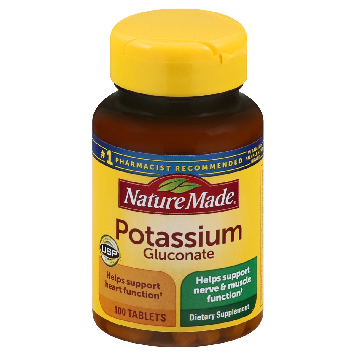 slide 1 of 9, Nature Made Potassium Gluconate Dietary Supplement Tablets, 100 ct; 550 mg