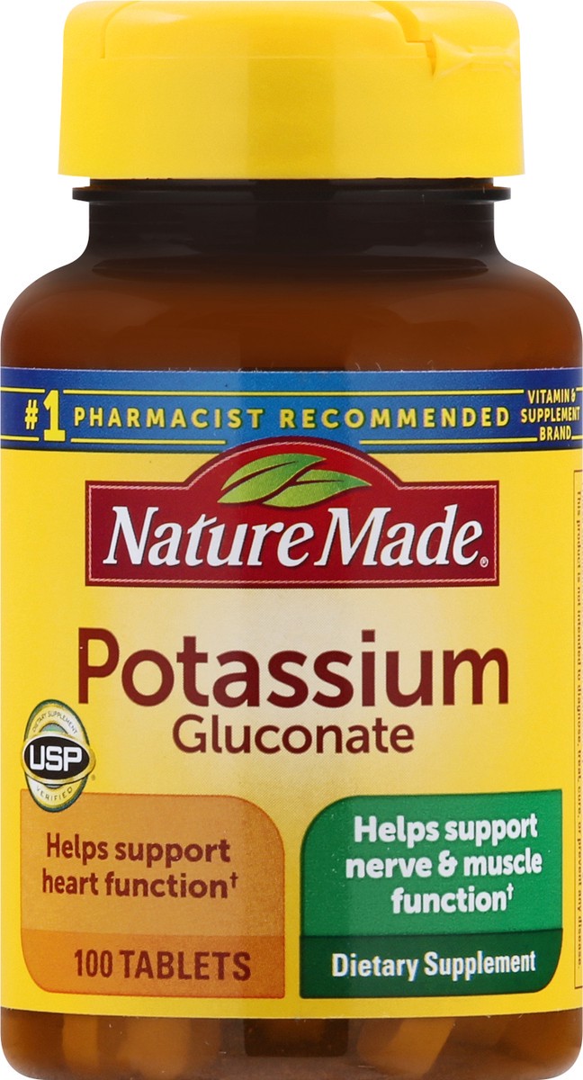 slide 6 of 9, Nature Made Potassium Gluconate 550 mg, Dietary Supplement for Heart Health Support, 100 Tablets, 100 Day Supply, 100 ct; 550 mg