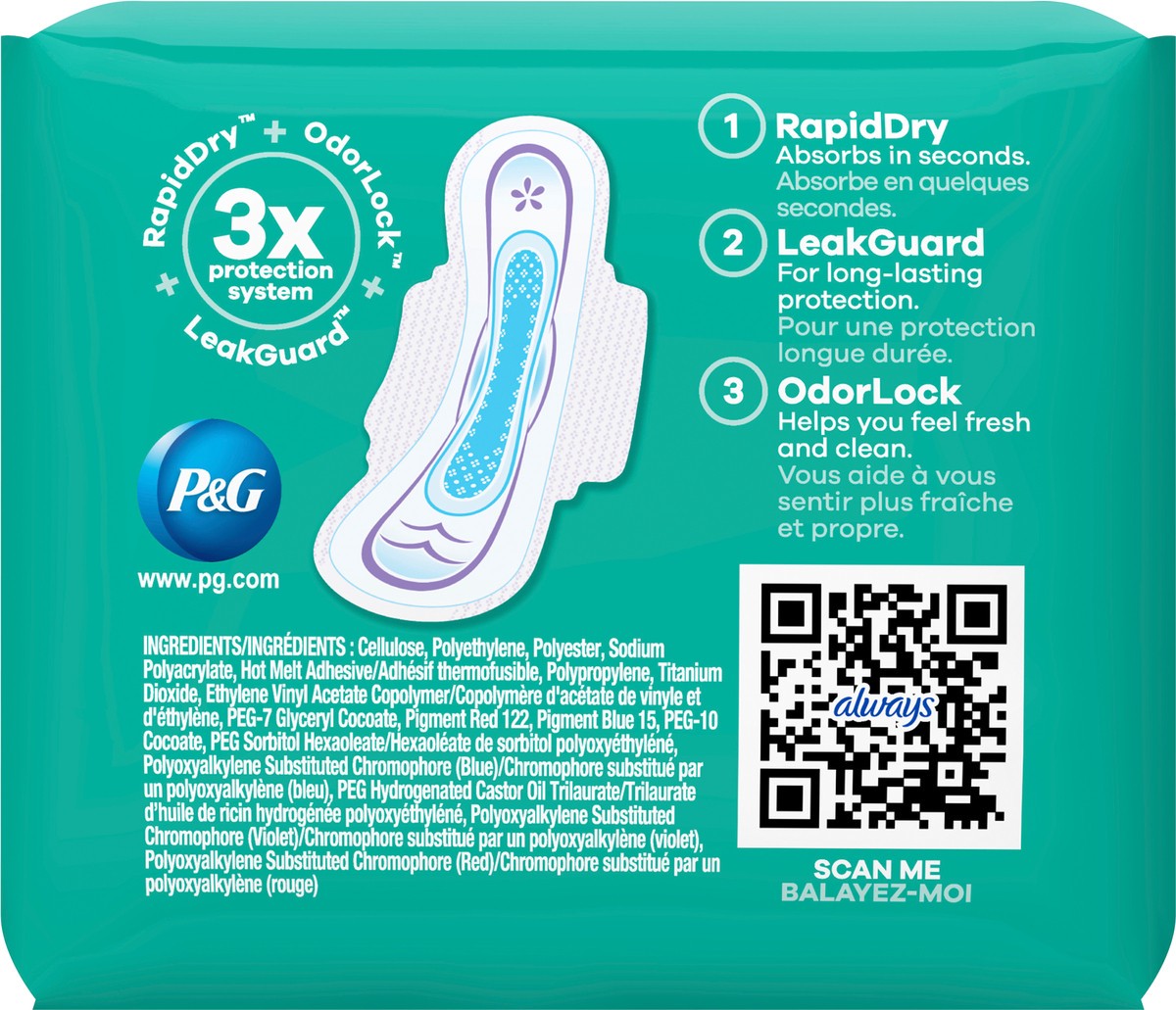 slide 3 of 5, Always Ultra Thin Pads Size 3 Extra Super Long Absorbency Unscented with Wings, 14 Count, Size 3