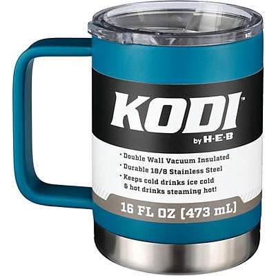 slide 1 of 1, Kodi by H-E-B Deep Turquoise Matte Stainless Steel Mug, 16 oz