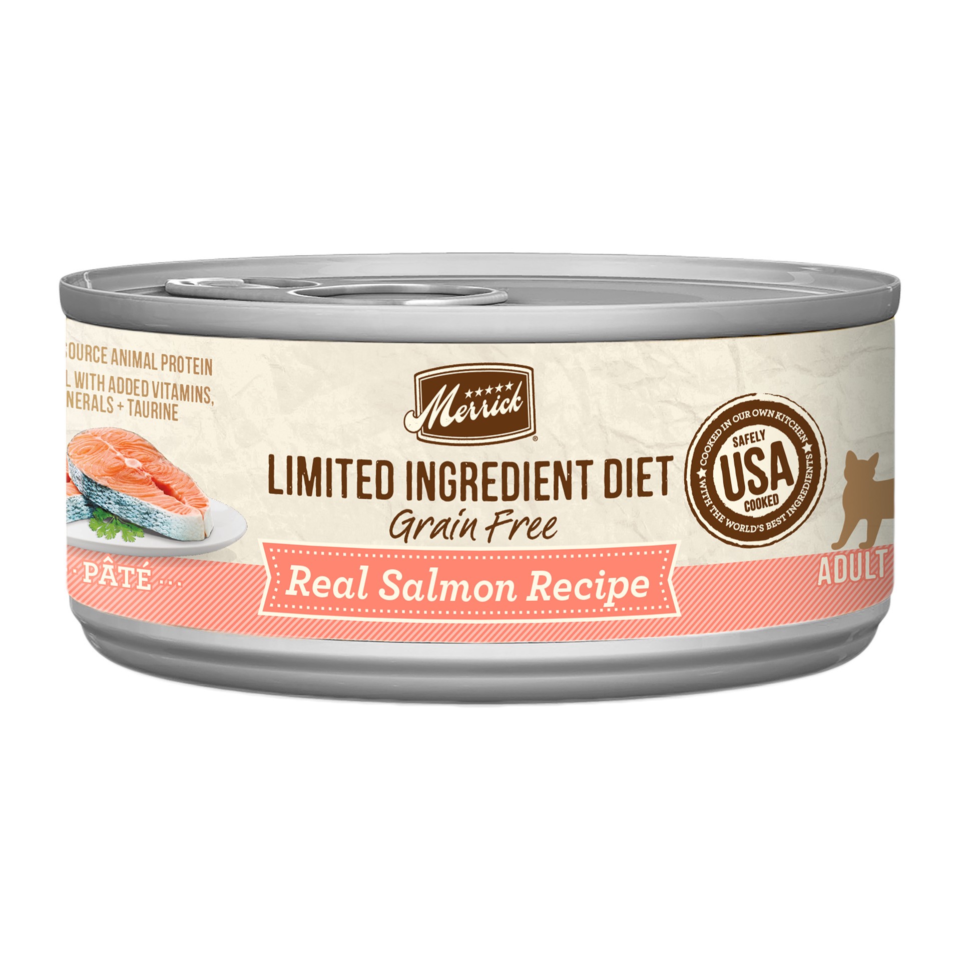 slide 1 of 5, Merrick Limited Ingredient Diet Grain Free Real Salmon Recipe Pate Wet Cat Food, 5 oz