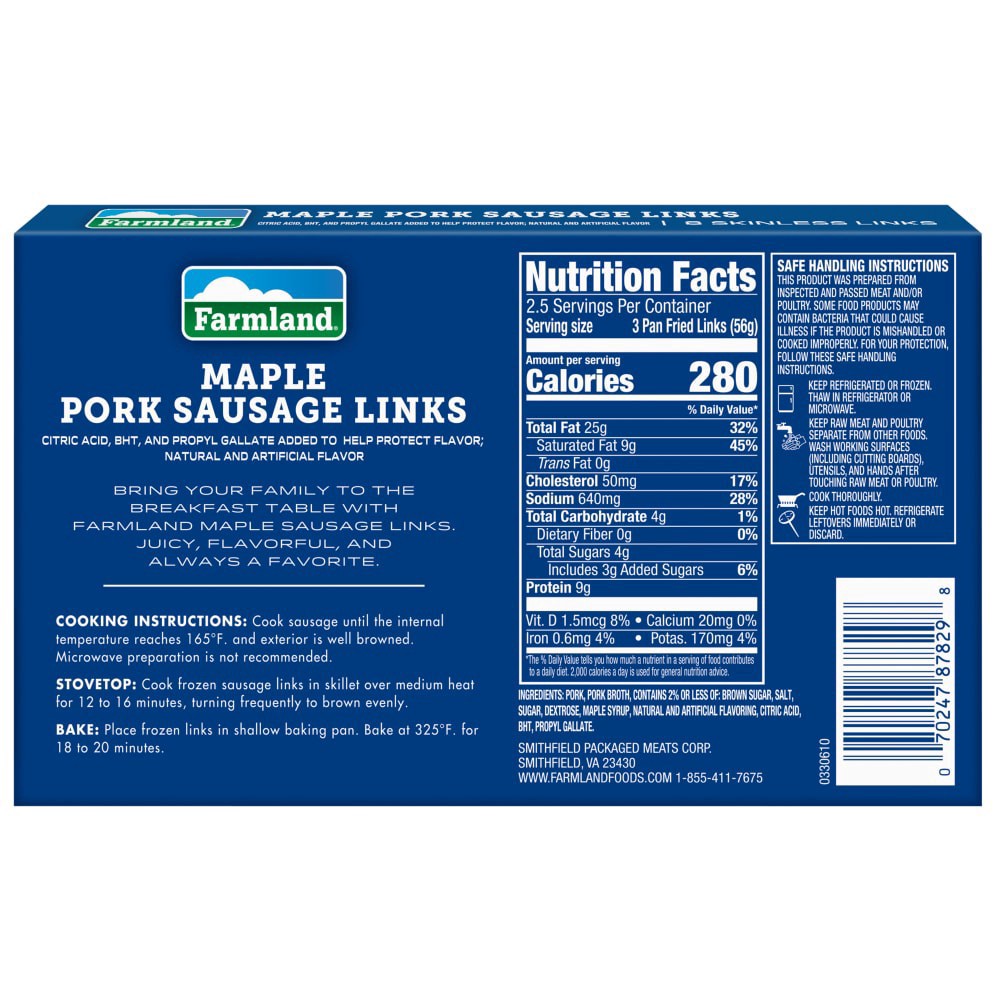 slide 2 of 2, Farmland® Maple Pork Sausage Links, 8 oz