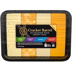Cracker Barrel Cracker Cuts Pepper Jack, Cheddar Jack, Asiago & Extra Sharp Cheddar Cheese Slice Variety Pack Tray