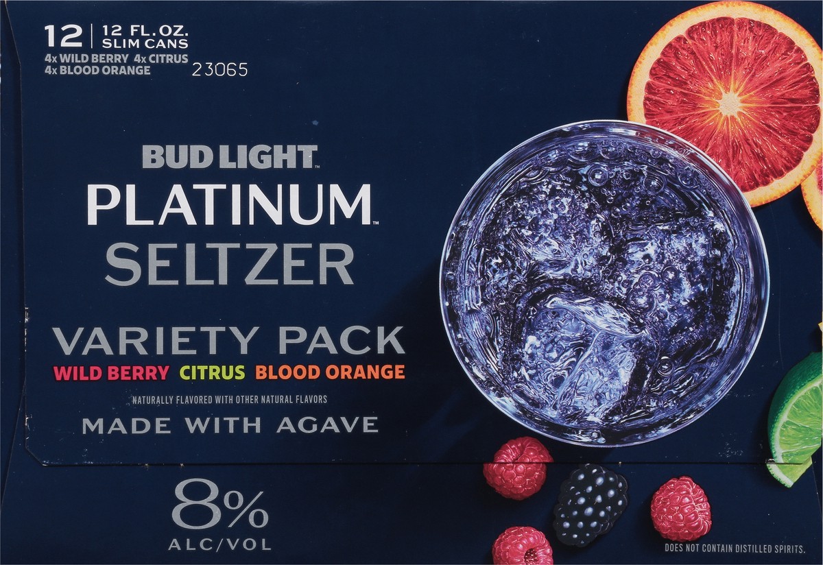 slide 3 of 9, Bud Light Platinum Seltzer Variety Pack, Hard Seltzer, Gluten Free, 12 Pack, 12 FL OZ Slim Cans, 8% ABV, 12 ct; 12 fl oz