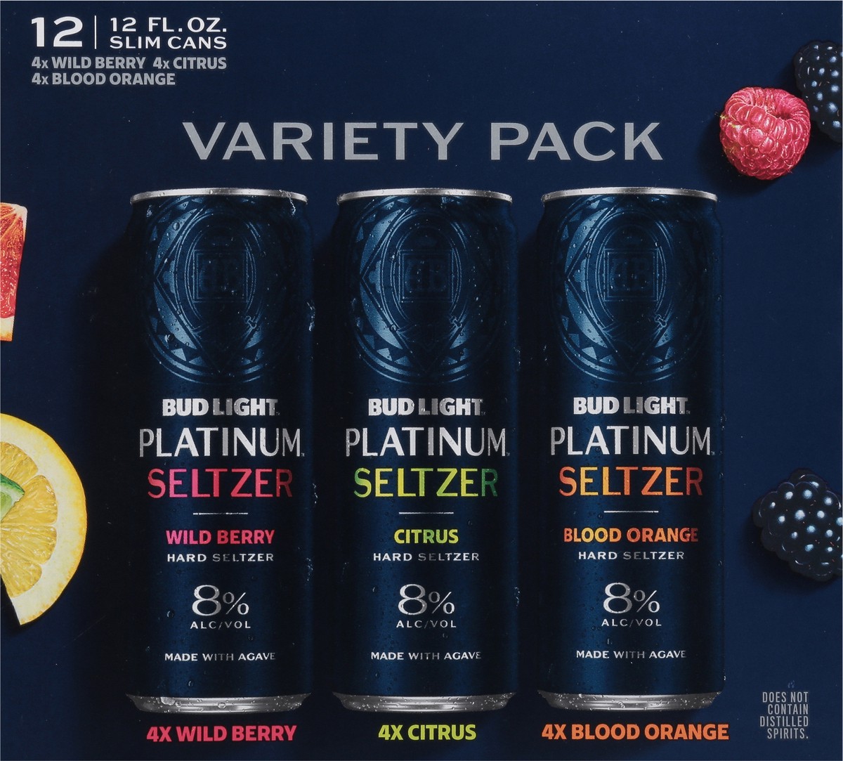 slide 6 of 9, Bud Light Platinum Seltzer Variety Pack, Hard Seltzer, Gluten Free, 12 Pack, 12 FL OZ Slim Cans, 8% ABV, 12 ct; 12 fl oz