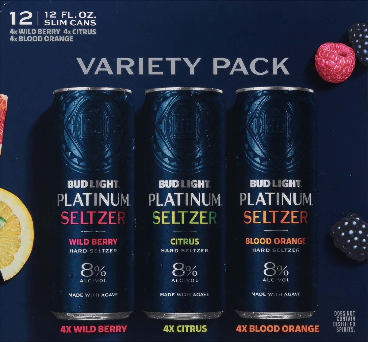 slide 4 of 9, Bud Light Platinum Seltzer Variety Pack, Hard Seltzer, Gluten Free, 12 Pack, 12 FL OZ Slim Cans, 8% ABV, 12 ct; 12 fl oz