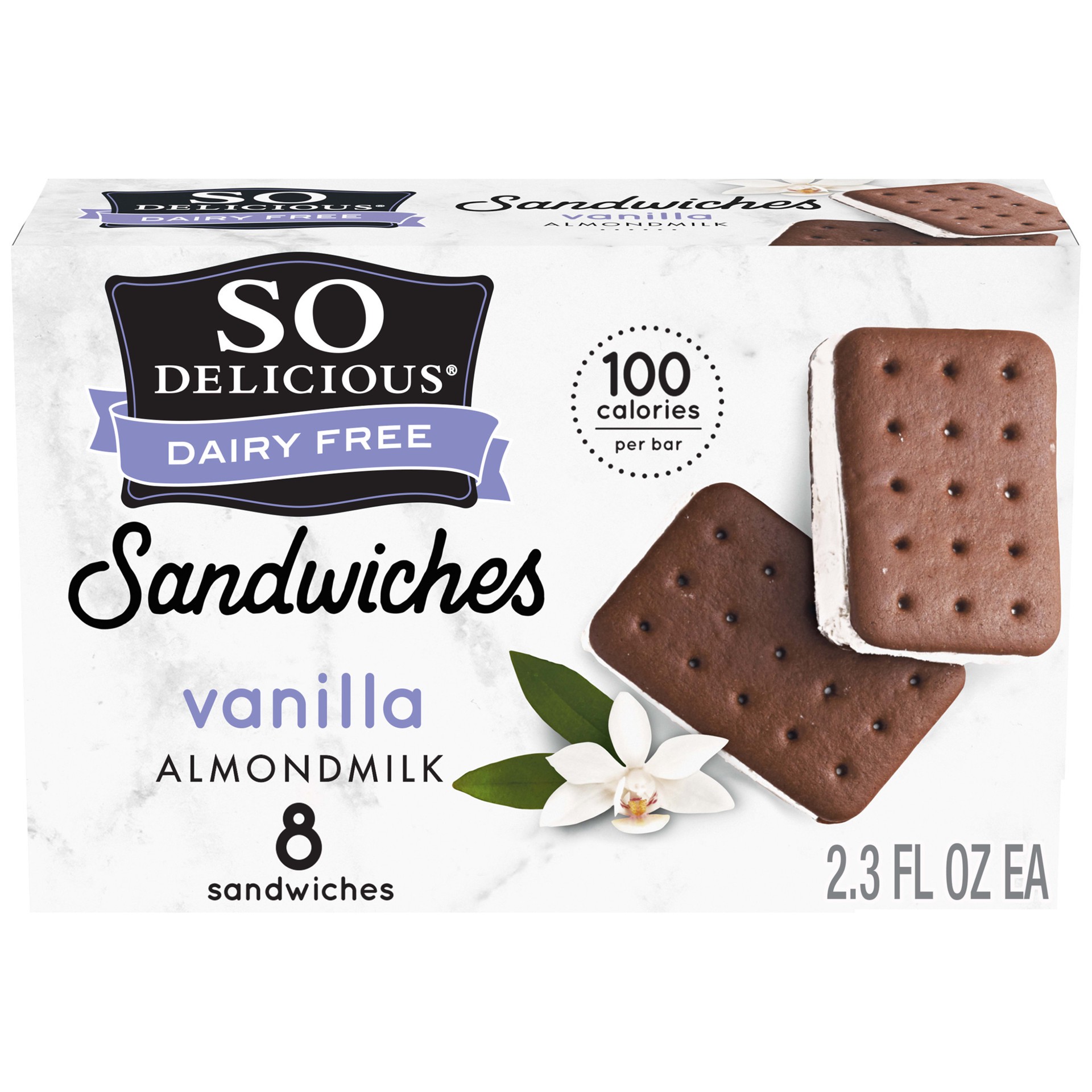 slide 1 of 1, So Delicious Dairy Free Vanilla Almondmilk Sandwiches, 8 fl oz