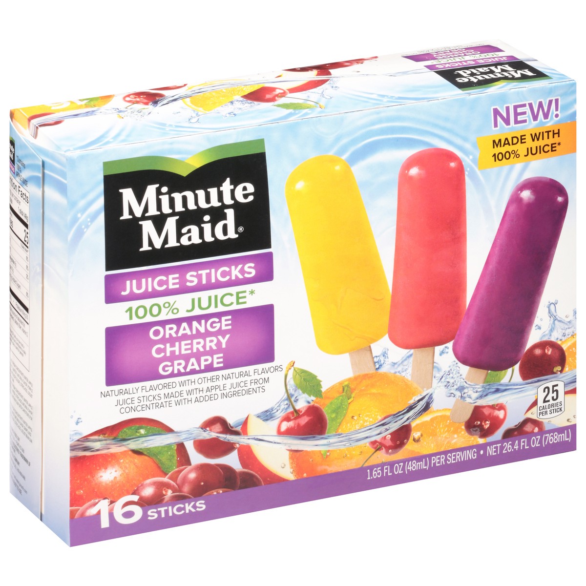 slide 2 of 11, Minute Maid Orange, Cherry and Grape Juice Sticks, 16 ct