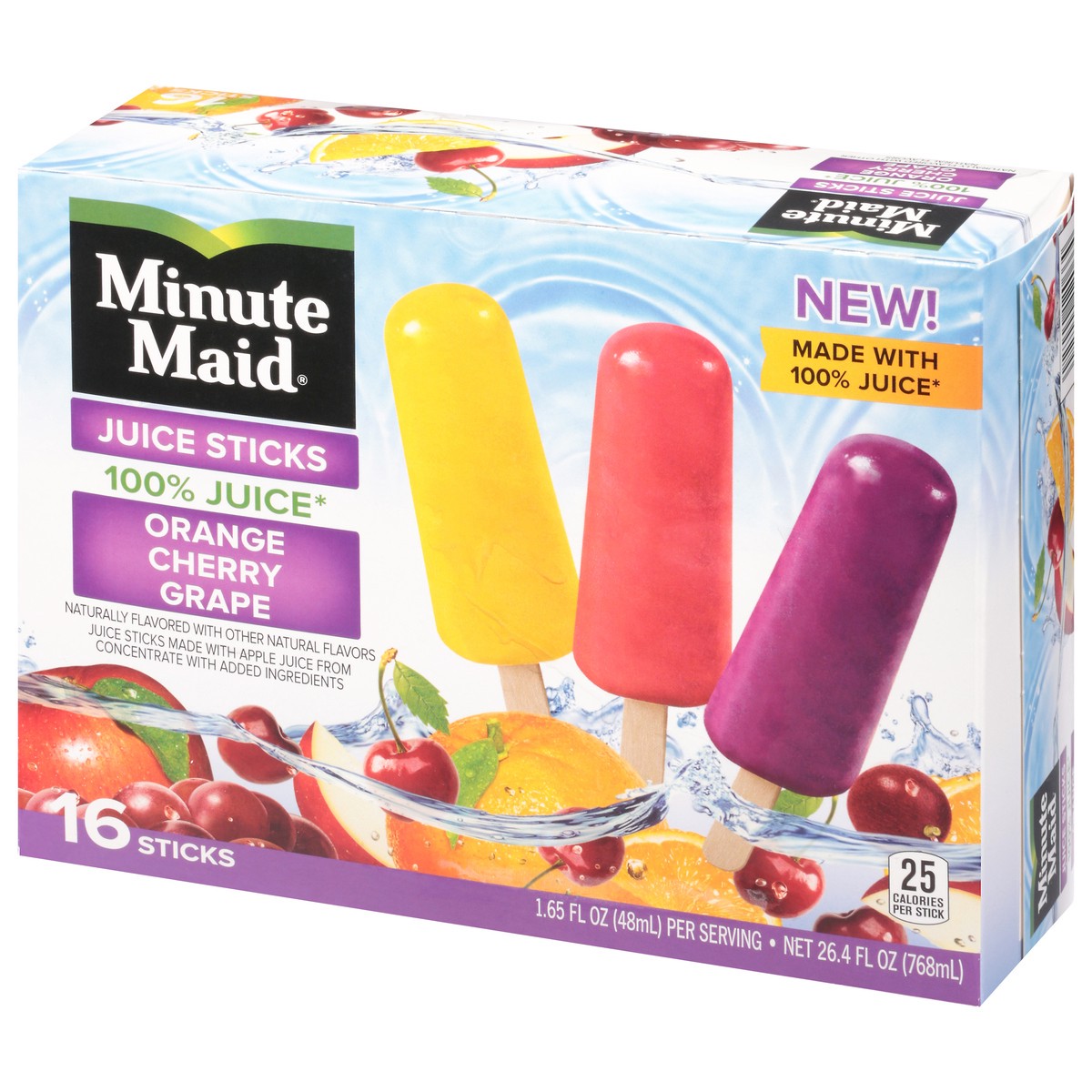 slide 3 of 11, Minute Maid Orange, Cherry and Grape Juice Sticks, 16 ct