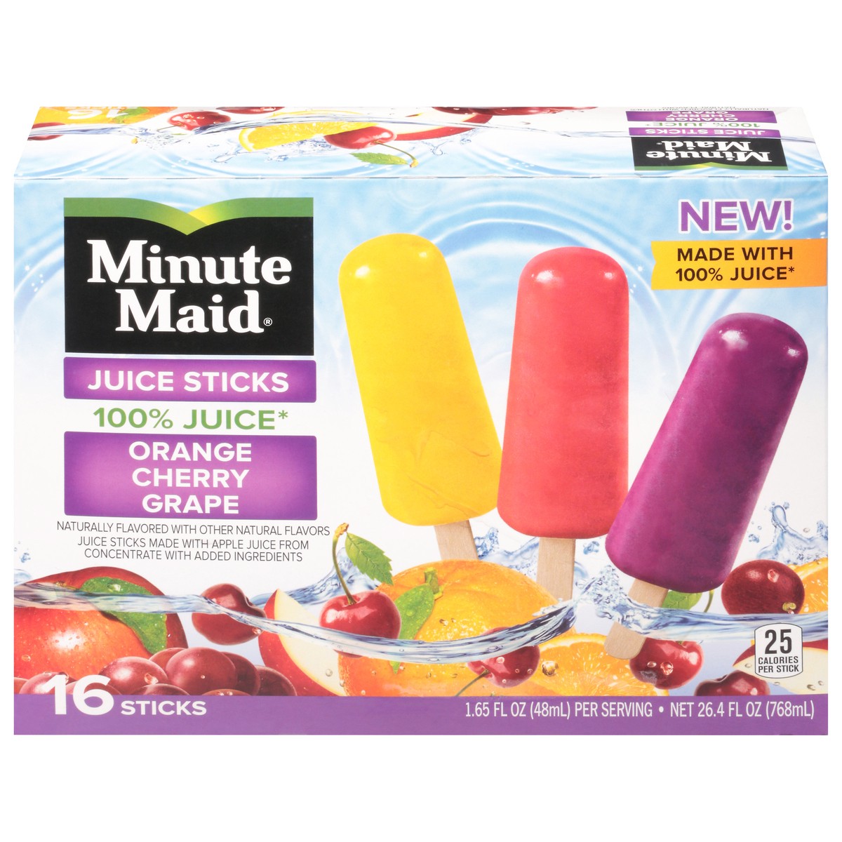 slide 11 of 11, Minute Maid Orange, Cherry and Grape Juice Sticks, 16 ct