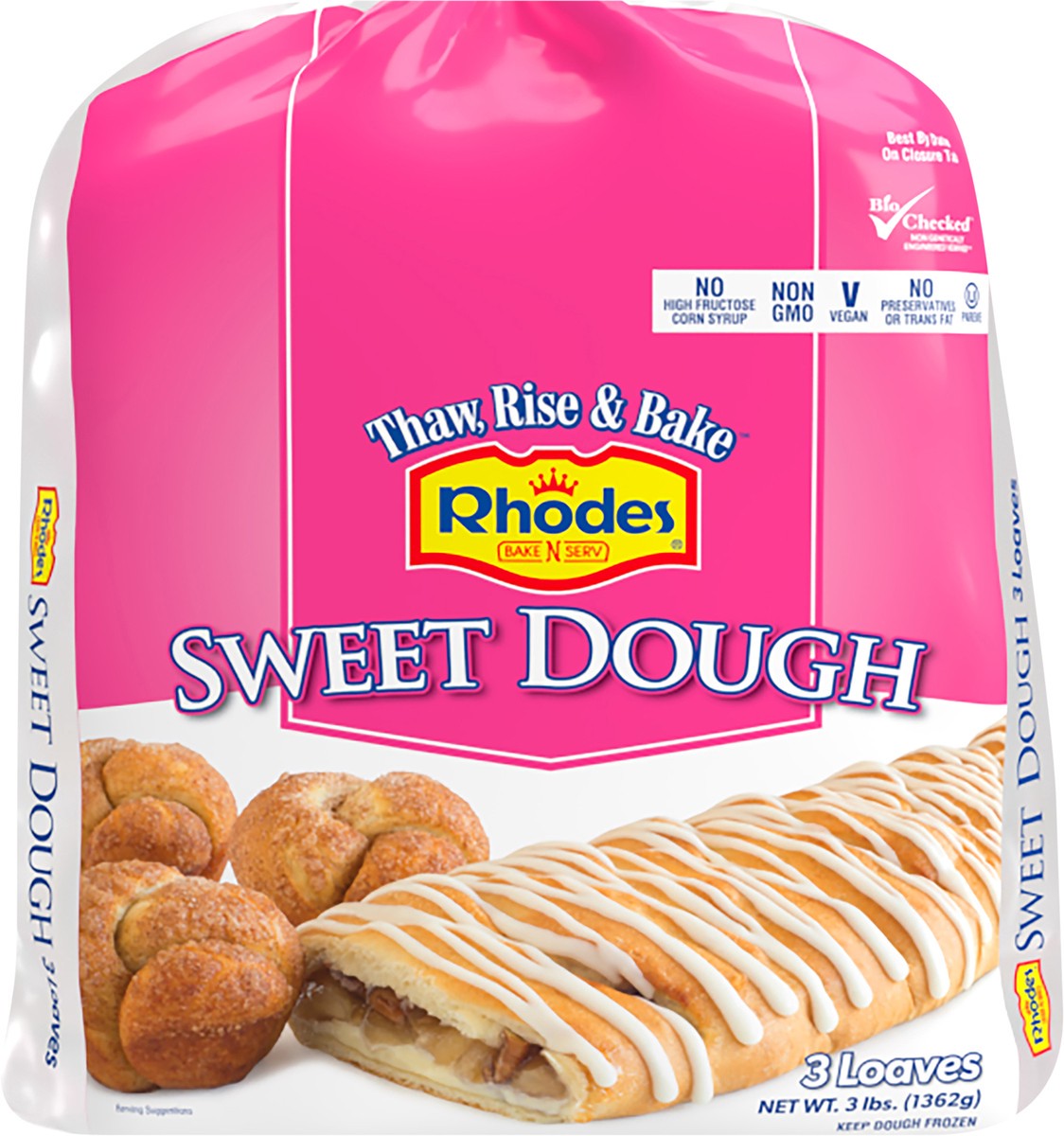 slide 5 of 9, Rhodes Bake-N-Serv Rhodes Sweet Bread Frozen Bread Dough, 3 x 16 oz