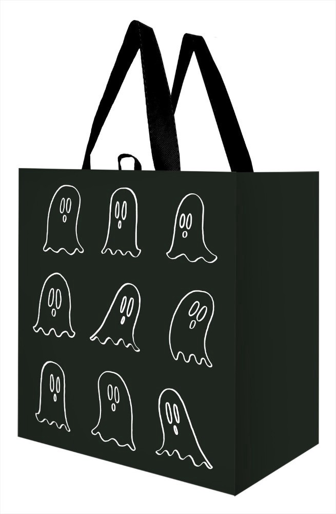 slide 1 of 1, Earthwise Halloween Ghosts Jet Black Reusable Tote, 1 ct
