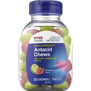 slide 1 of 1, Cvs Health Extra Stench Antacid Chewable Tablets, Strawberry Lime, 32 Ct, 32 ct