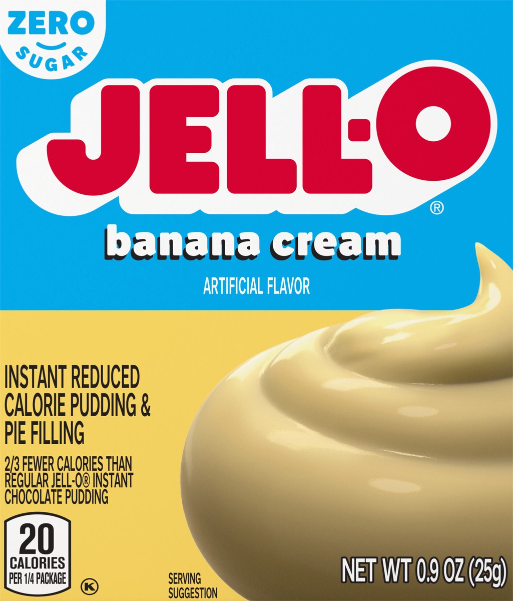 slide 6 of 9, Jell-O Banana Cream Artificially Flavored Zero Sugar Instant Reduced Calorie Pudding & Pie Filling Mix, 0.9 oz Box, 0.9 oz