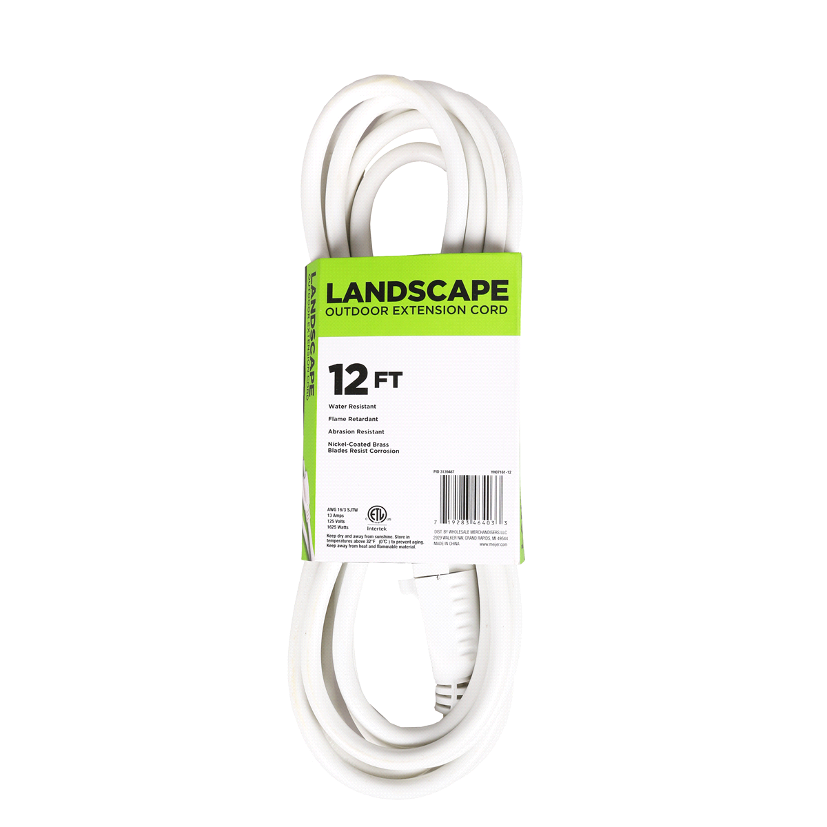 slide 5 of 9, Landscape Outdoor Extension Cord, EC883612 White, 12 ft