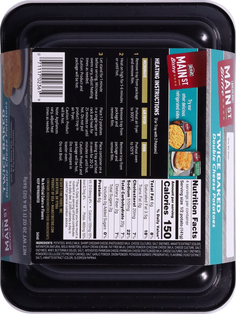 slide 5 of 12, Main St. Bistro Twice Baked Double Cheese Potatoes with Real Whole Milk Cheddar & Parmesan Cheeses 20 oz, 20 oz