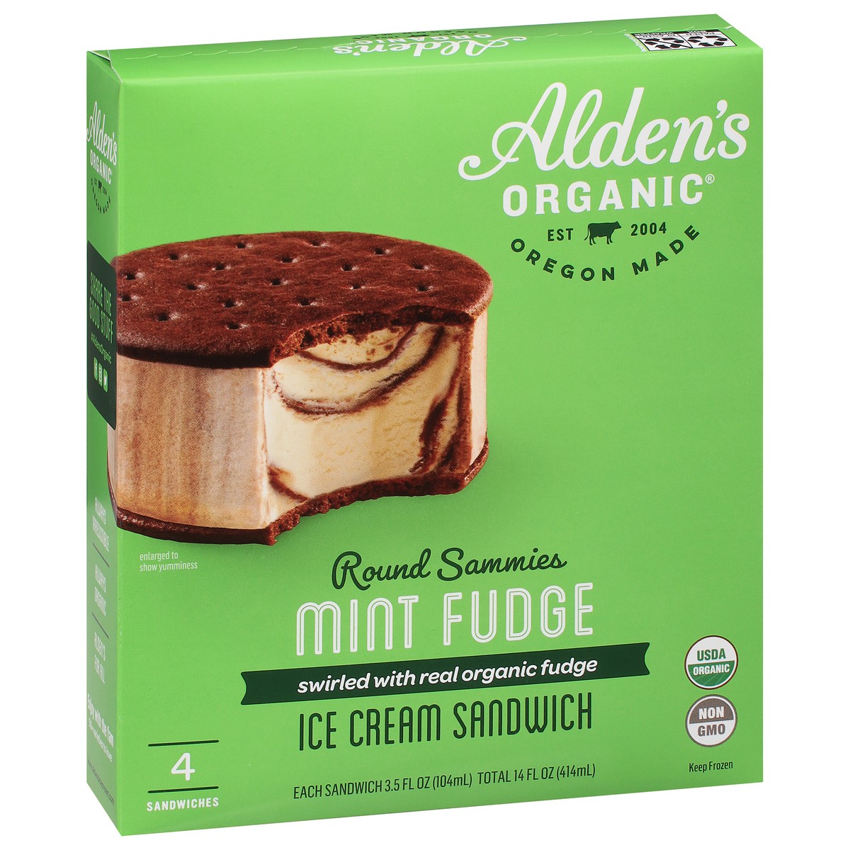 slide 2 of 9, Alden's Aldens Organic Mint Fudge Ice Cream, 14 fl oz