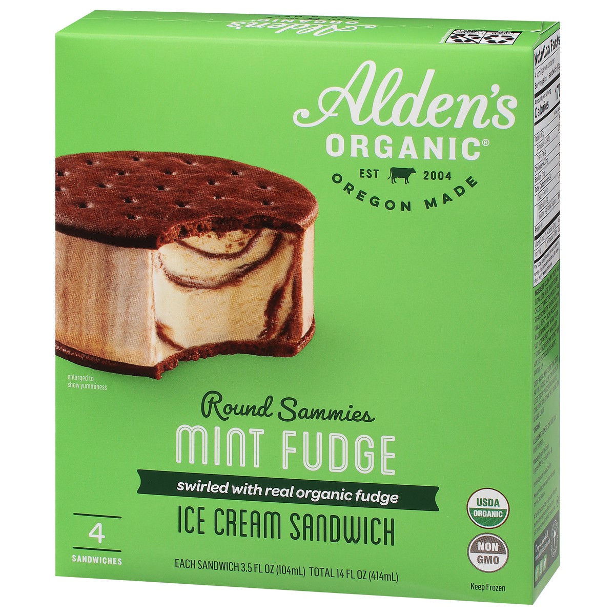 slide 3 of 9, Alden's Aldens Organic Mint Fudge Ice Cream, 14 fl oz