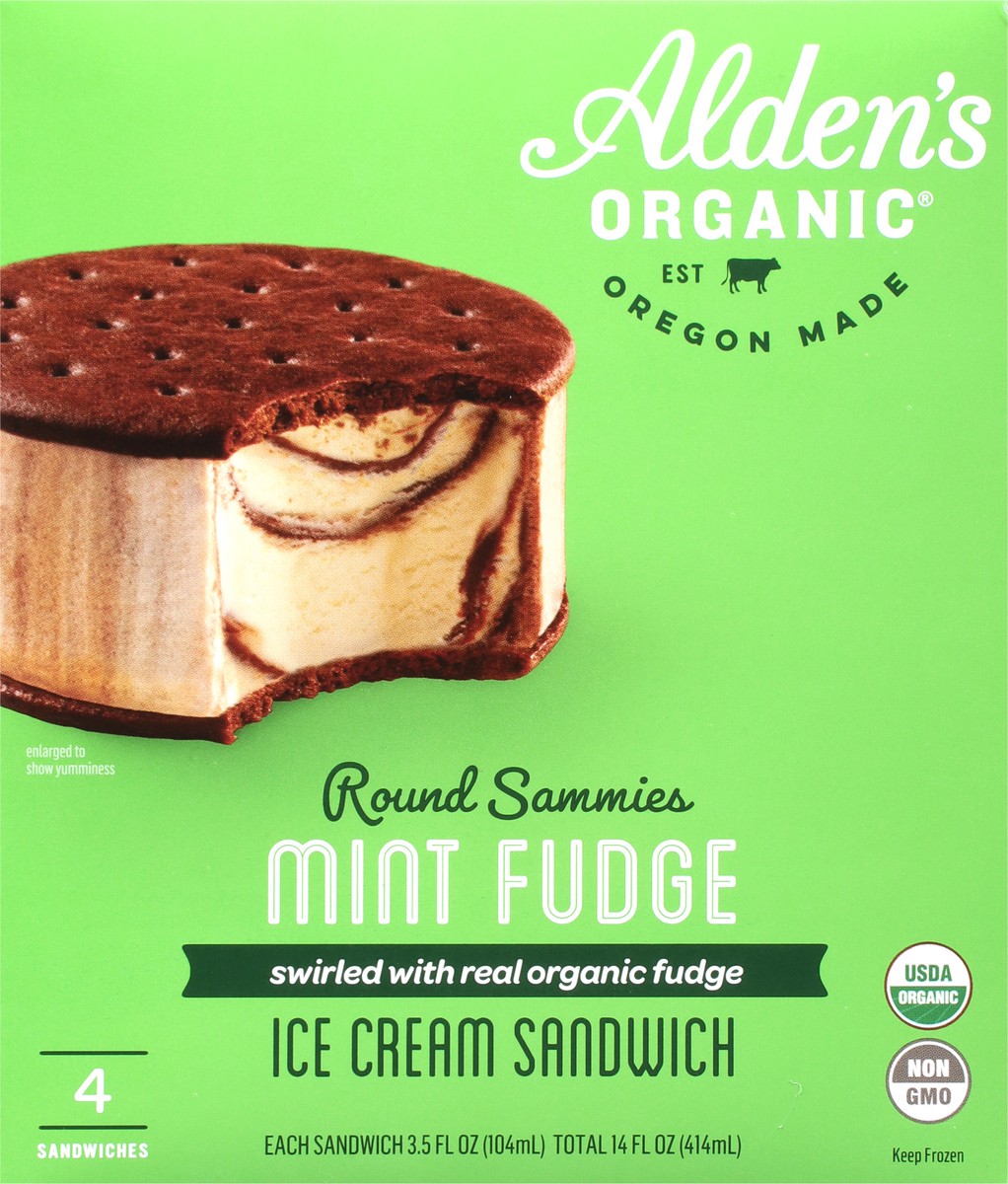 slide 6 of 9, Alden's Aldens Organic Mint Fudge Ice Cream, 14 fl oz