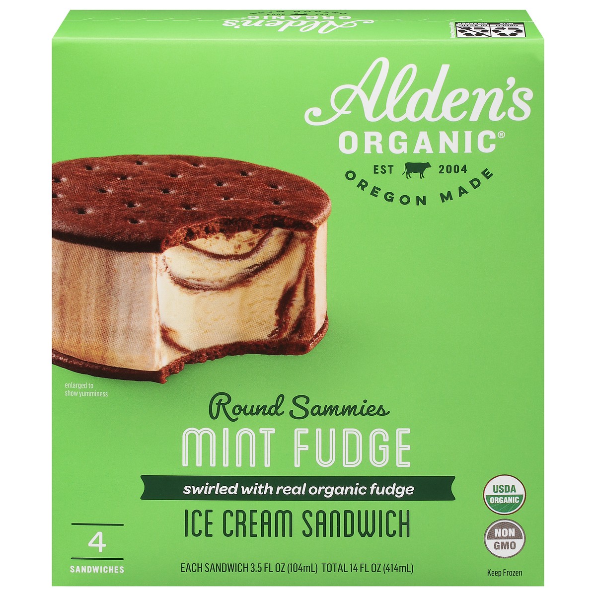 slide 1 of 9, Alden's Aldens Organic Mint Fudge Ice Cream, 14 fl oz