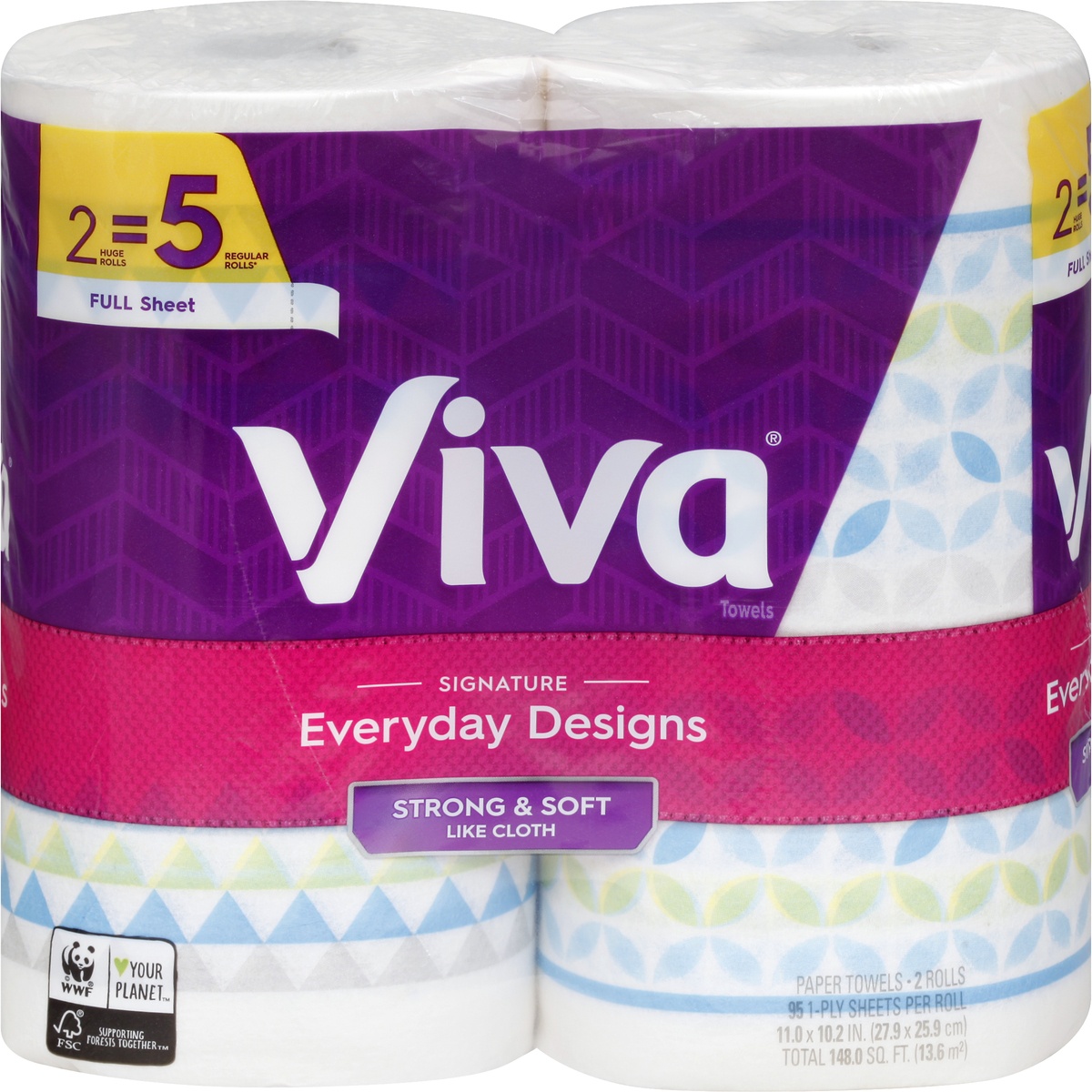 slide 1 of 1, Viva Signature Everyday Designs Full Sheet Huge Roll Paper Towels, 2 ct