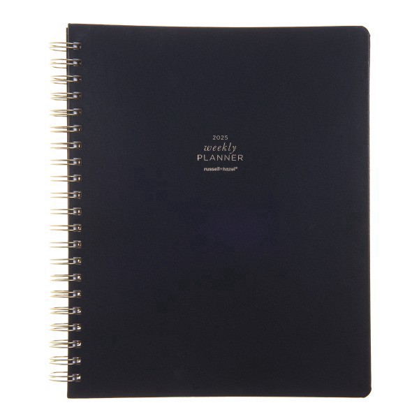 slide 1 of 5, 2025 Russell & Hazel Vegan Leather Weekly/Monthly Planner, 9-1/8"" X 11-1/4"", Black, January To December, 1 ct