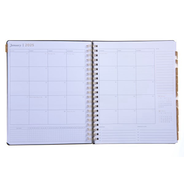 slide 4 of 5, 2025 Russell & Hazel Vegan Leather Weekly/Monthly Planner, 9-1/8"" X 11-1/4"", Black, January To December, 1 ct
