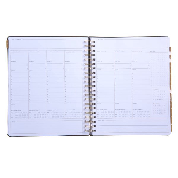 slide 3 of 5, 2025 Russell & Hazel Vegan Leather Weekly/Monthly Planner, 9-1/8"" X 11-1/4"", Black, January To December, 1 ct