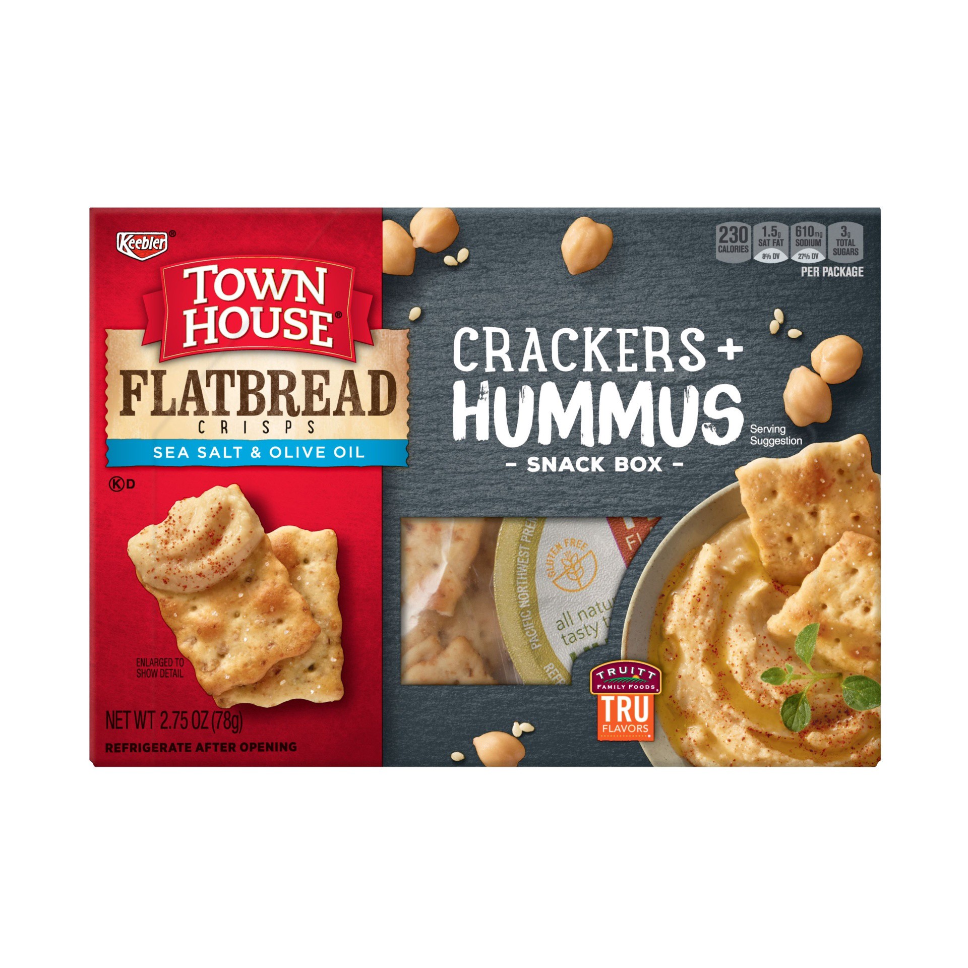 slide 2 of 7, Town House Sea Salt & Olive Oil Crackers + Hummus Snack Box, 2.75 oz