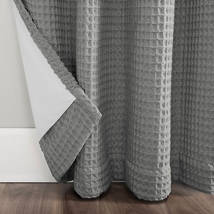 slide 4 of 8, Archaeo Belgian Waffle Grommet Top 100% Blackout Window Curtain Panel - Grey, 84 in