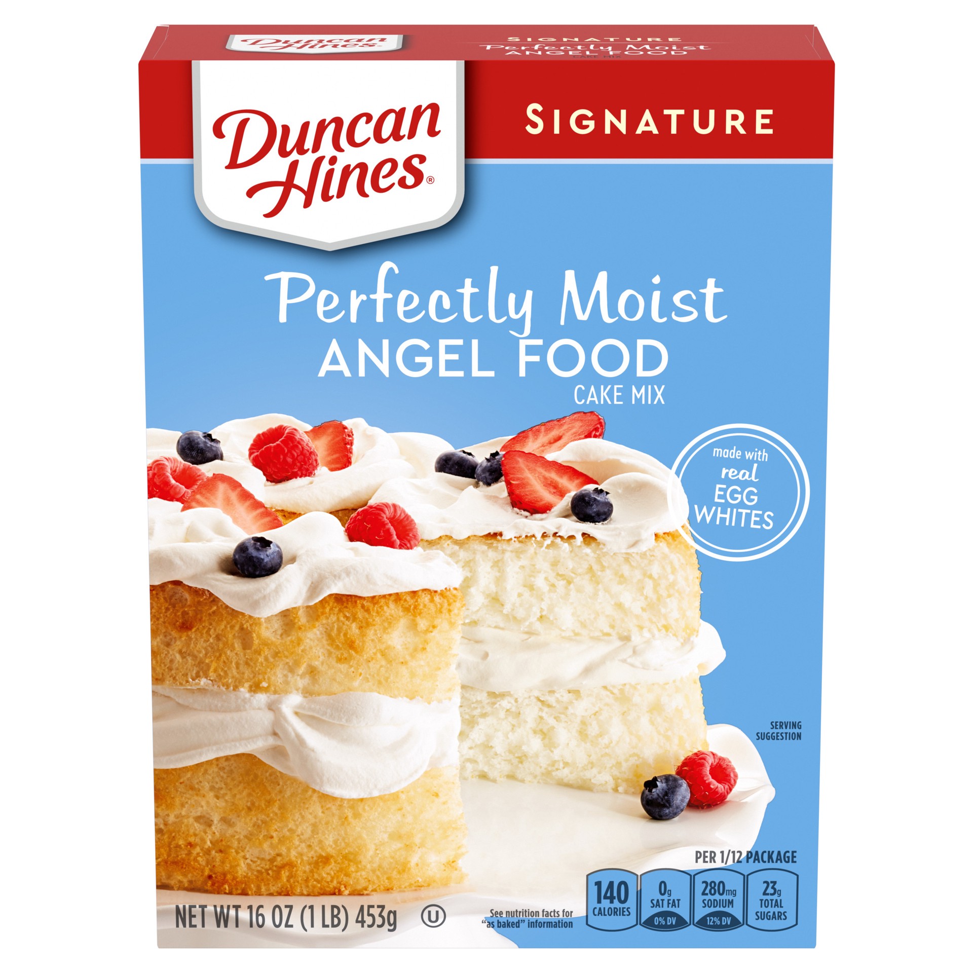 slide 1 of 10, Duncan Hines Signature Perfectly Moist Angel Food Cake Mix 16 oz, 14.5 oz