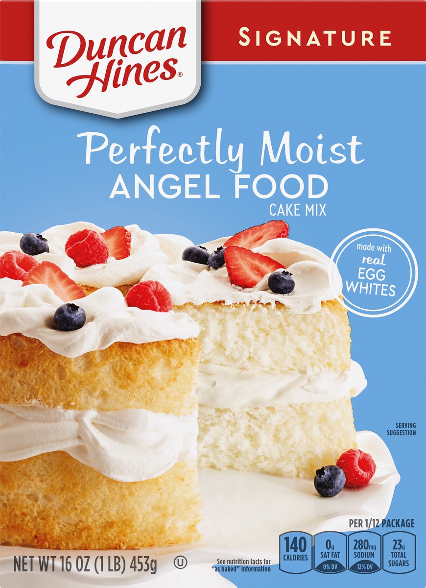 slide 5 of 10, Duncan Hines Signature Perfectly Moist Angel Food Cake Mix 16 oz, 14.5 oz