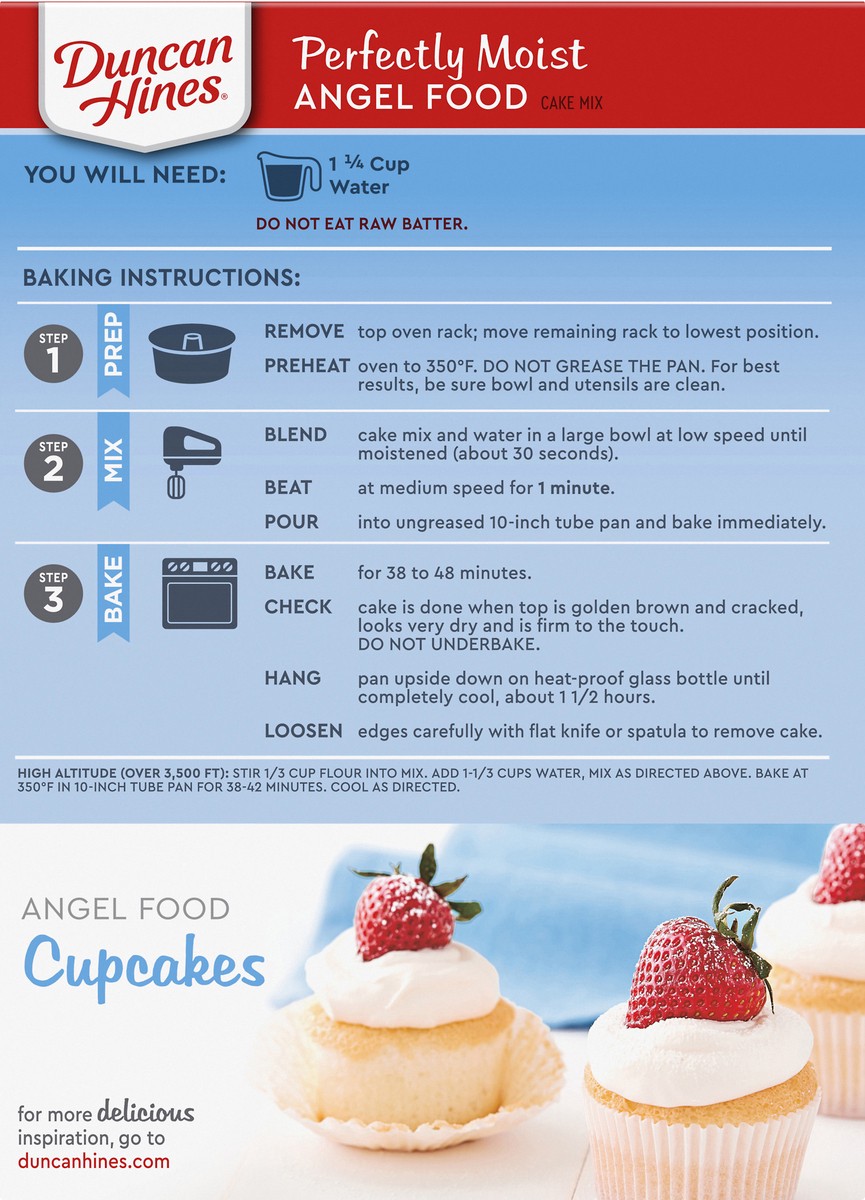 slide 4 of 10, Duncan Hines Signature Perfectly Moist Angel Food Cake Mix 16 oz, 14.5 oz