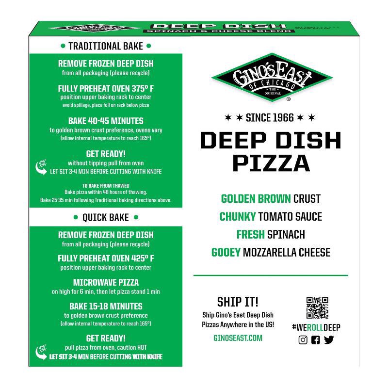 slide 5 of 5, Gino's East Deep Dish Spinach Frozen Pizza - 32oz, 32 oz