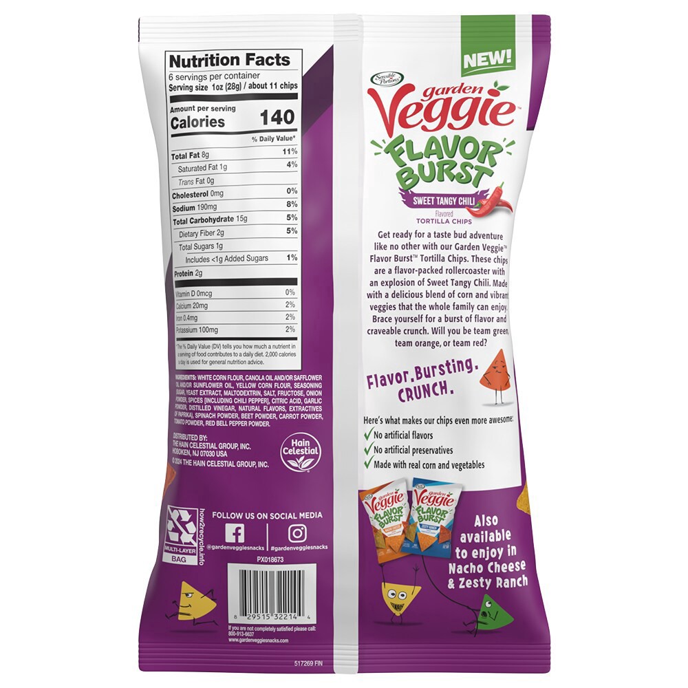slide 2 of 2, Sensible Portions® Garden Veggie™ Sweet Tangy Chill Tortilla Chips, 6 oz