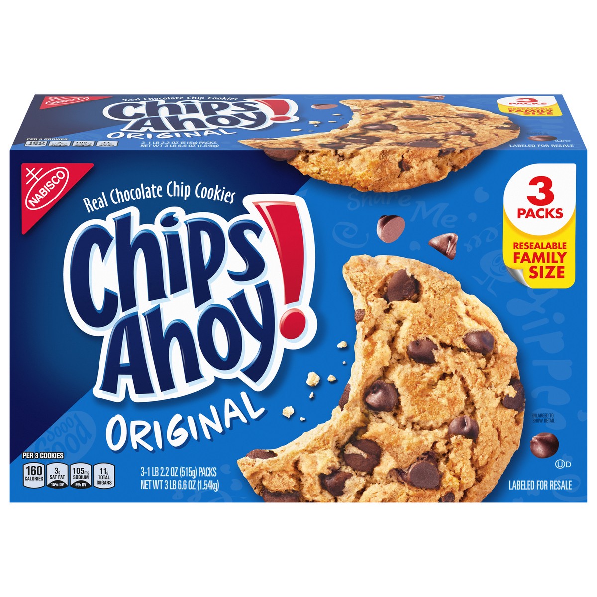 slide 1 of 9, Chips Ahoy! Original Chocolate Chip Cookies Family Size 3 - 18.2 oz Packs, 3 ct