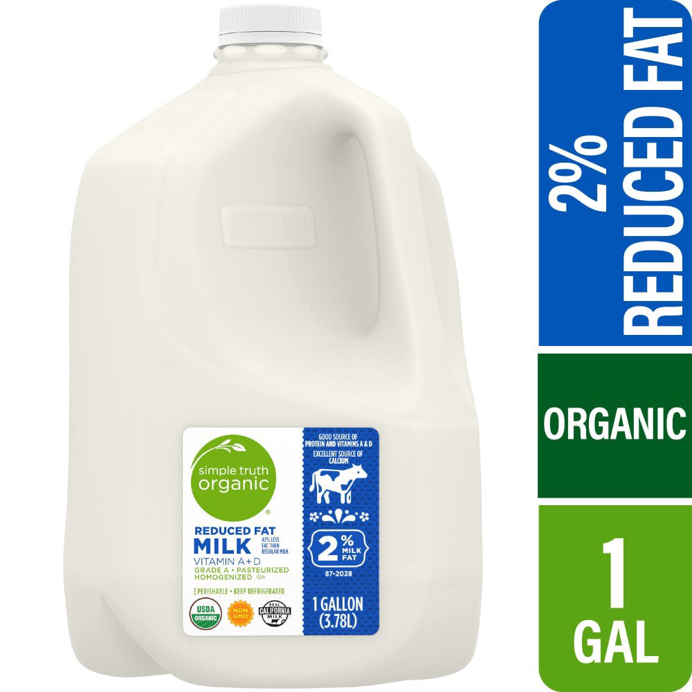 slide 1 of 3, Simple Truth Organic 2% Reduced Fat Milk, 1 gal