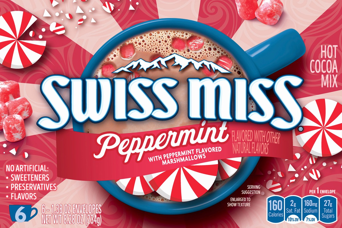 slide 1 of 5, Swiss Miss Peppermint Flavored Hot Cocoa Mix 6 ea, 6 ct