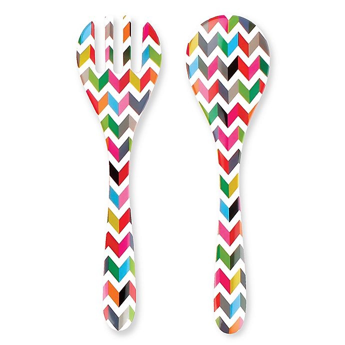 slide 1 of 1, French Bull Ziggy Multicolor Chevron Salad Servers, 2 ct