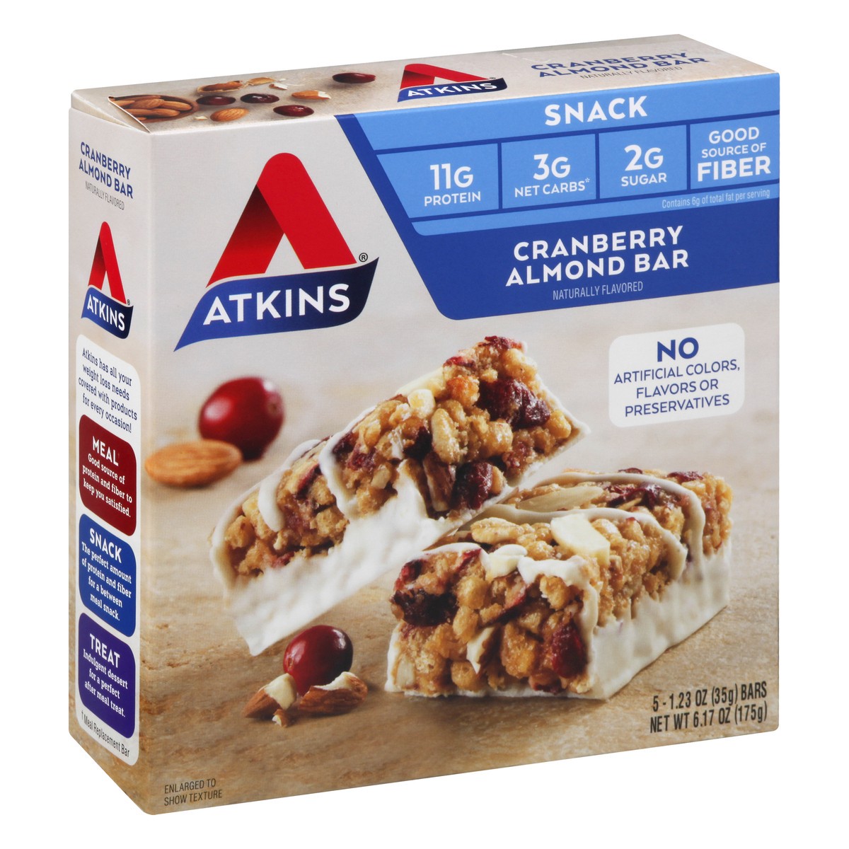 slide 2 of 9, Atkins Cranberry Snack Bar 5Pk, 6.17 oz