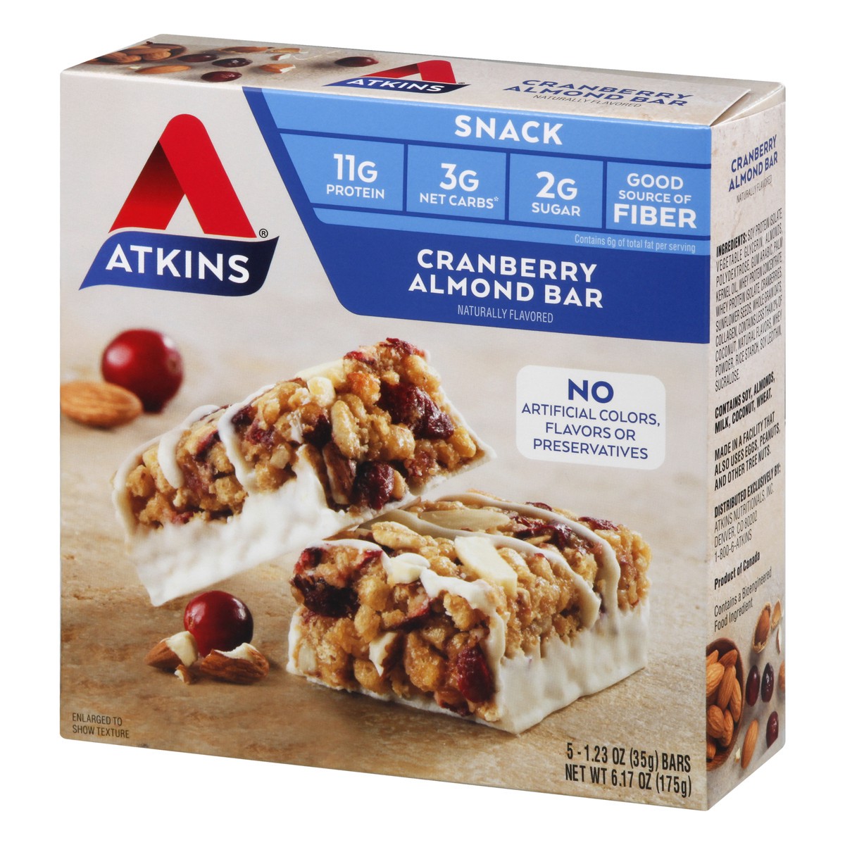 slide 3 of 9, Atkins Cranberry Snack Bar 5Pk, 6.17 oz