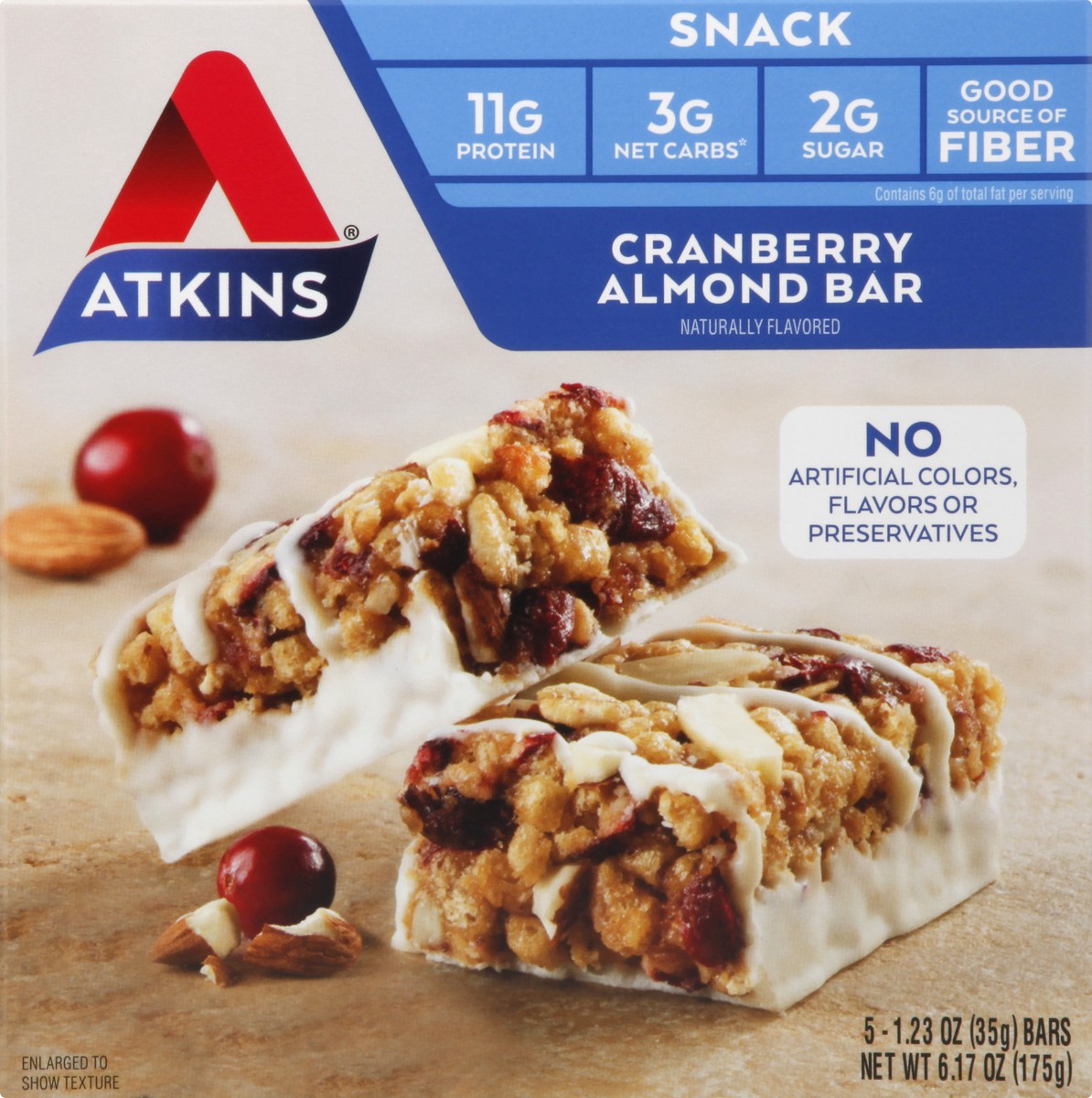 slide 6 of 9, Atkins Cranberry Snack Bar 5Pk, 6.17 oz