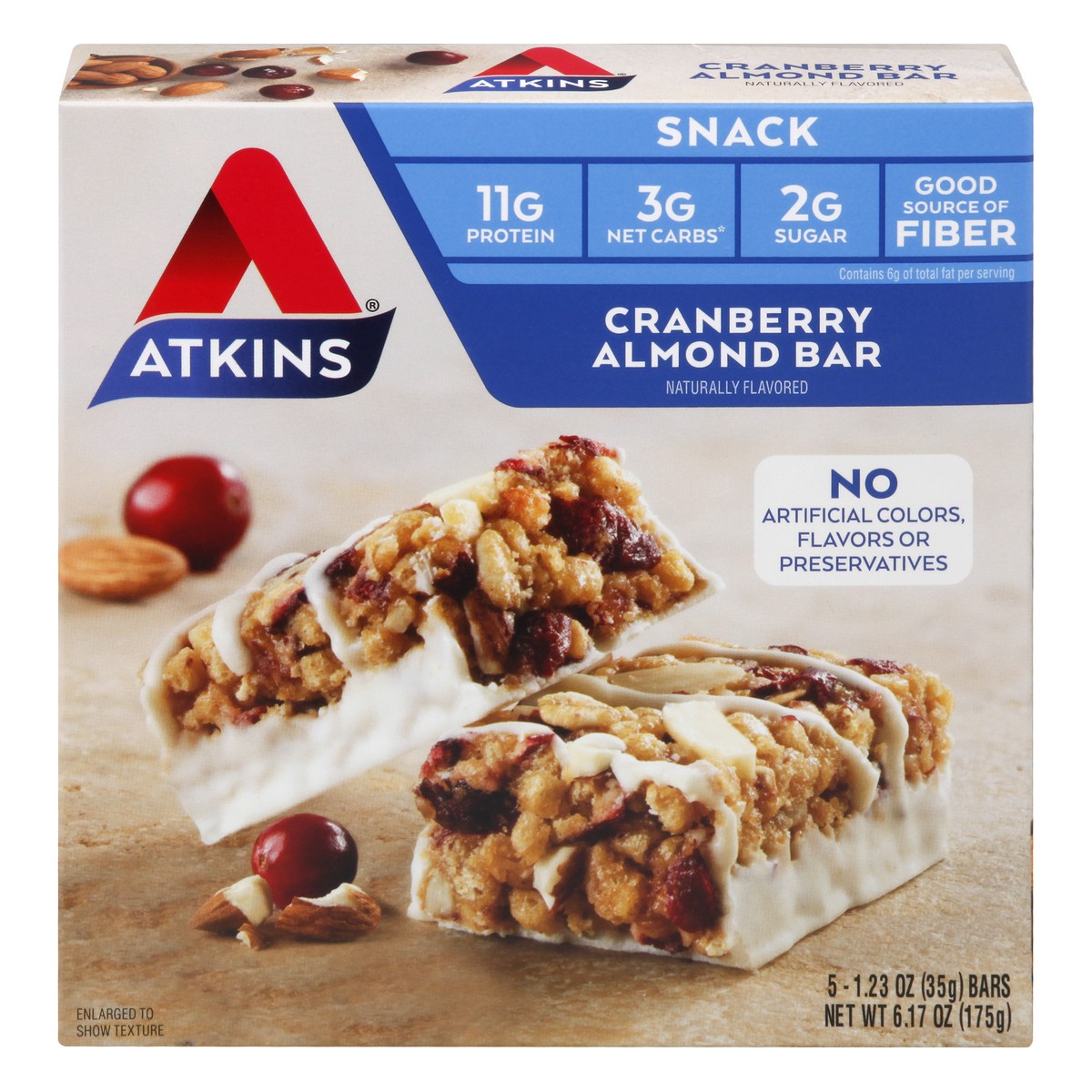 slide 1 of 9, Atkins Cranberry Snack Bar 5Pk, 6.17 oz