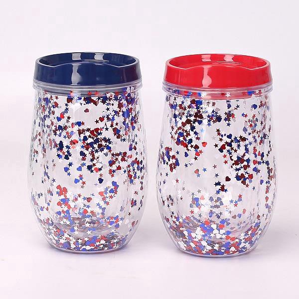 slide 1 of 1, Glitter Star & Heart Wine Tumbler 14Oz, 1 ct