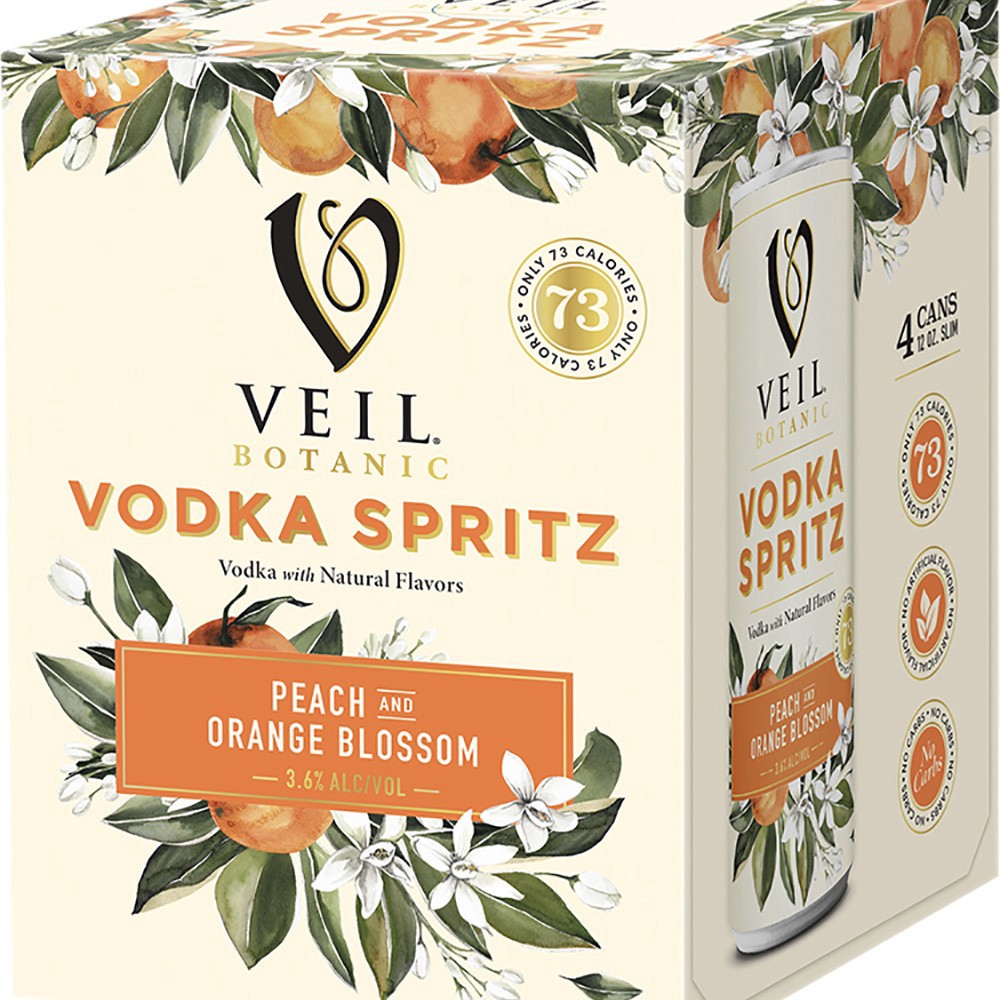 slide 1 of 1, Veil Botanic Spritz Peach Orange, 4 ct; 12 oz