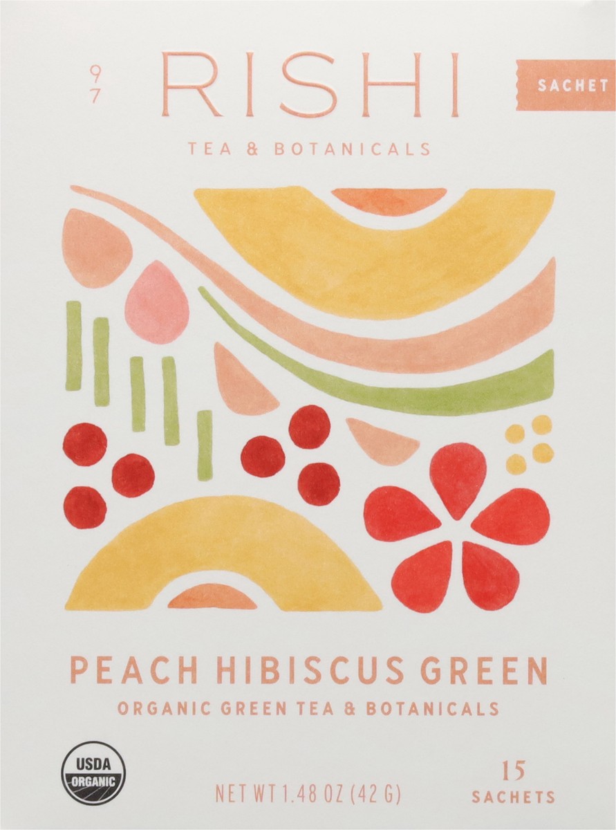 slide 3 of 12, Rishi Organic Peach Hibiscus Green Green Tea 15 Sachets, 15 oz