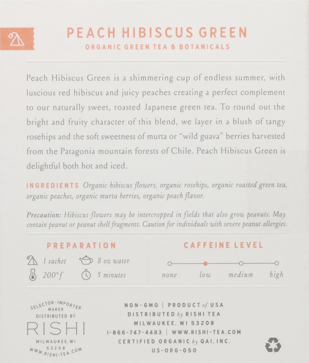 slide 7 of 12, Rishi Organic Peach Hibiscus Green Green Tea 15 Sachets, 15 oz