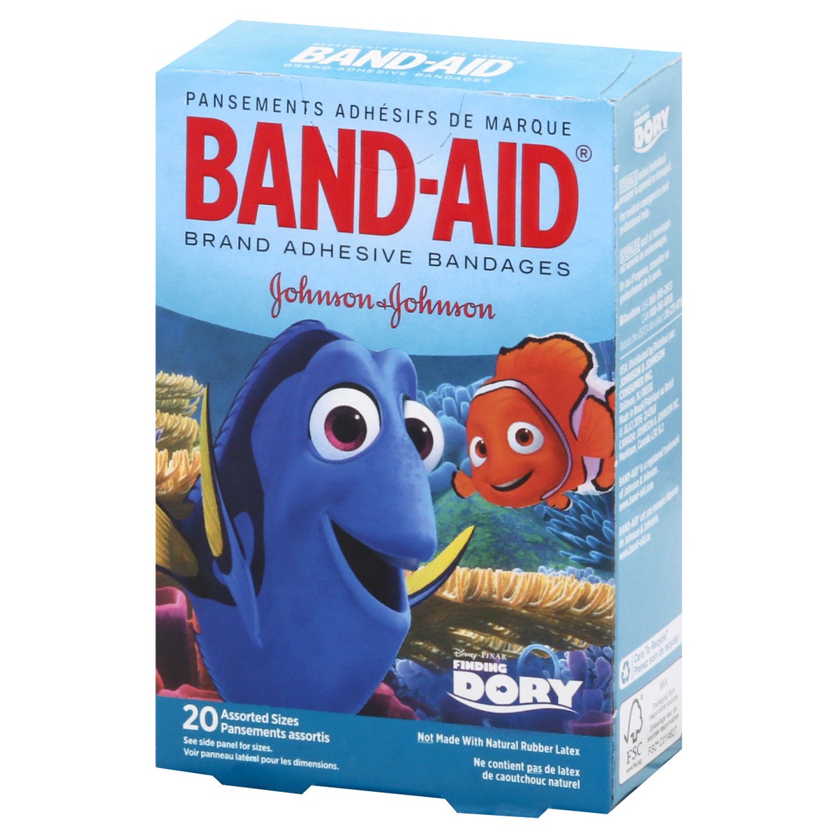 slide 3 of 9, BAND-AID Adhesive Bandages for Minor Cuts and Scrapes, Featuring Disney/Pixar Finding Dory Characters for Kids, Assorted Sizes 20 ct, 20 ct
