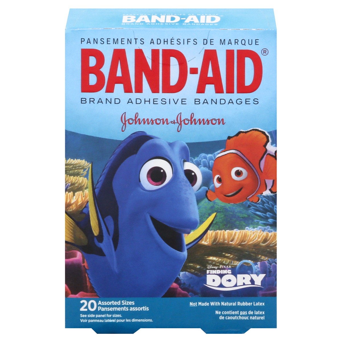slide 1 of 9, BAND-AID Adhesive Bandages for Minor Cuts and Scrapes, Featuring Disney/Pixar Finding Dory Characters for Kids, Assorted Sizes 20 ct, 20 ct