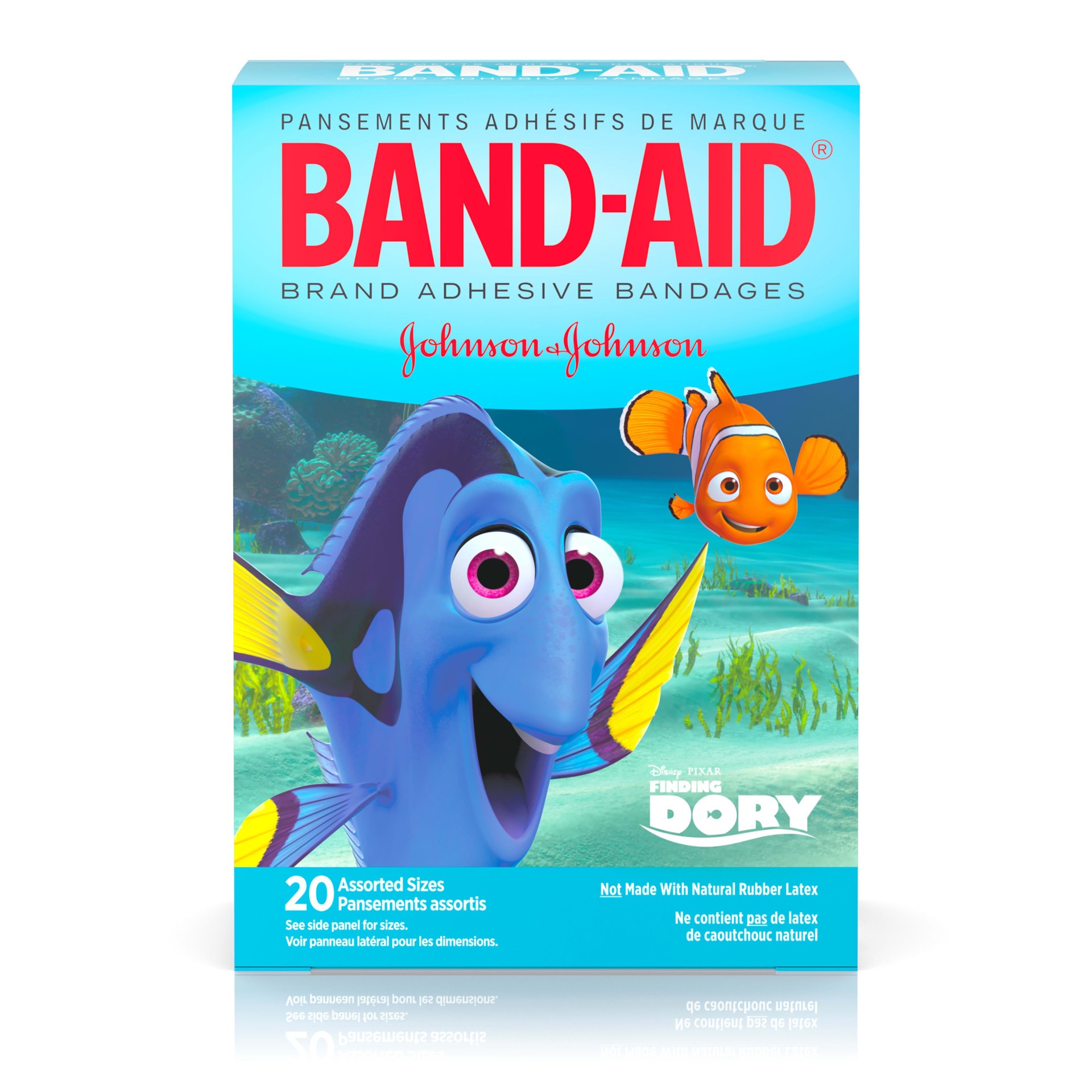 slide 1 of 9, BAND-AID Adhesive Bandages for Minor Cuts and Scrapes, Featuring Disney/Pixar Finding Dory Characters for Kids, Assorted Sizes 20 ct, 20 ct